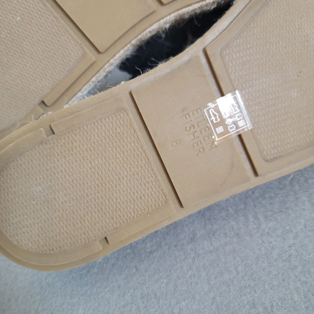 Eileen Fisher Mayla Black Jute Espadrille Platform Sandals Beach Coastal 8 EUC